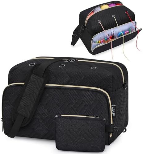 IBFUN Crochet Yarn Knitting Bag Organizer for Knit Accessories Hooks