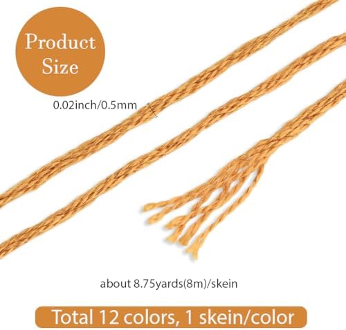 12 Skeins 6 Strands Brown Embroidery Floss Thread for Bracelets
