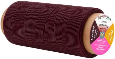 Mandala Crafts 50M 1mm Burgundy Round Waxed Thread for Leather Sewing