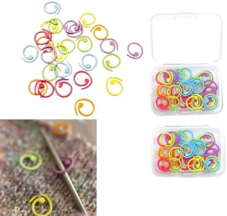 Hilsayum 60Pcs Multicolor Cute Spiral Stitch Markers Knitting Stitch Rings Mini Size Crochet Markers Knitting Tool for Weaving Crocheting and Knitting