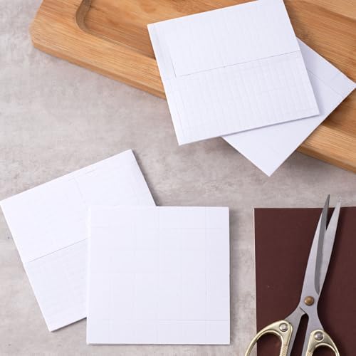 Joez Wonderful 4 Sheets Foam Adhesive Squares, 872pcs Total Double Sided Self Adhesive Circles, 2 Sizes Precut Squares Strips Foam Tape for DIY Arts Crafts- White