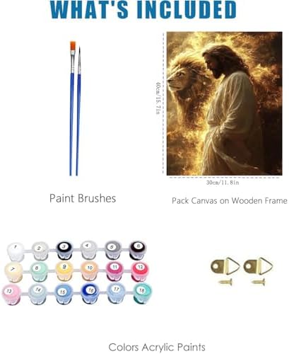 Jesus Paint by Numbers Kit for Adults Framed Canvas 12X16 in, Frameworkless