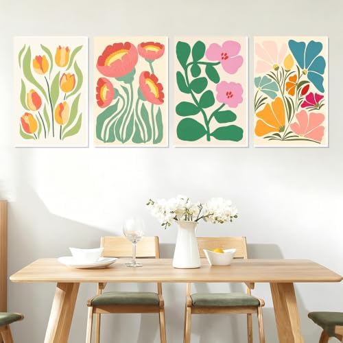 4 Pack Frame Paint by Numbers Kit for Adults, Flowers Paint by Numbers