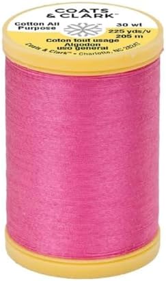 Coats & Clark Cotton All Purpose Sewing Thread 100% Mercerized Cotton 225 Yards Each Spool S970 2 Pack Bundle with 3 Bella's Crafts Needle Threaders (Hot Pink)