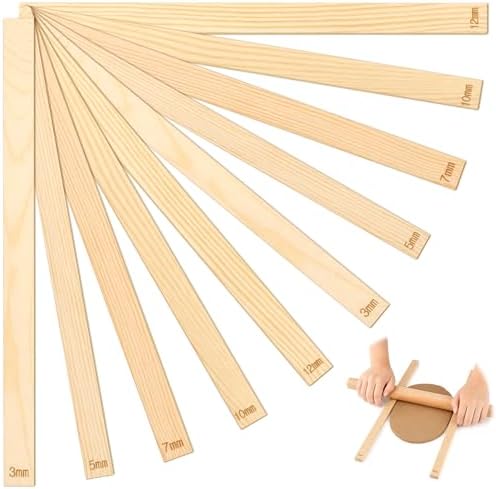 FIREBOOMOON 10 Pottery Clay Slab Sticks, 5 Sizes 0.12-0.47in Rolling Guides