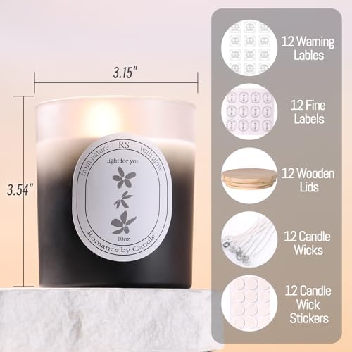 REISEN 12 Pcs 10oz Gradient Black Candle Jars for Candle Making Kit