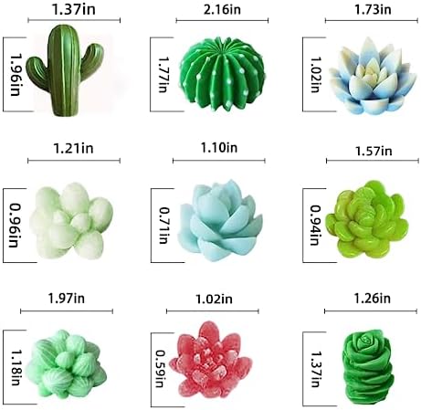Navani 9 Pack Succulent Silicone Mold,Flower Resin Mold,Silicone Candle Molds.3D Cacti Candle Mold Silicone for Scented Candles Soaps Making, Wax, Resin Casting,Soap Cake Dessert Mousse Mold (A)