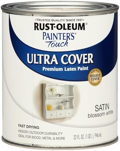 Rust-Oleum 267330 Painter's Touch Latex Paint, Quart, Satin Blossom White