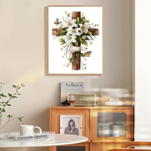 bleihum Cross Paint by Numbers Kit for Adults with Frame Easel 8x12In
