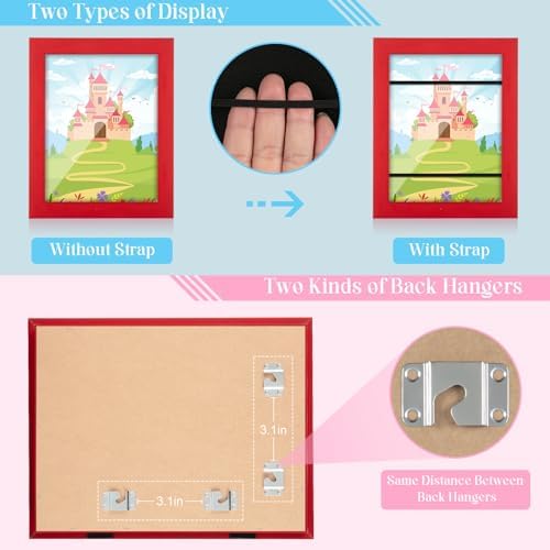 [2-Pack] Kids Art Frames, 8.5x11 Front Opening Kids Artwork Frames Changeable, Red Artwork Display Storage Frame for Wall, Holds 50 Pcs, for 3D Picture, Crafts, Children Drawing, Hanging Art,