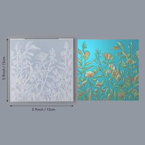 BAOFALI 3D Embossing Folder for Card Making, Flowers Petals Stems and Leaves Plastic Texture Fades Embossing Folder Template for Scrapbooking Cardstock Album DIY Decoration Paper Crafting 5.9x5.9inch