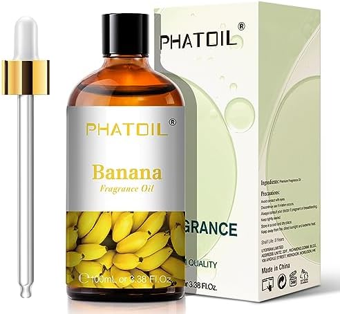 PHATOIL Banana Fragrance Oil for Diffuser Aromatherapy 3.38FL.OZ | Long Lasting Scented Oils For Humidifier, Air Freshener, DIY Soap Candle, Scent Project Making, Aroma Oil for Home Freshening