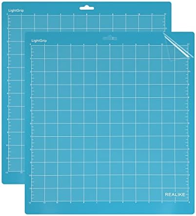 REALIKE LightGrip Cutting Mat Compatible with Cricut Maker 4/Maker 3/Maker/Explore 4/3/Air 2/Air/One, 2 Pack 12x12 Inch Blue Light Grip Adhesive Sticky Non-Slip Cut Mat