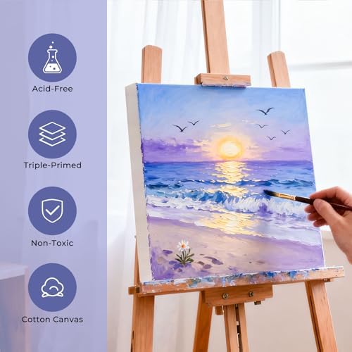 3pk 10x10 Blank Framed Canvas Wall Art - Premium White Canvas for DIY Art and Custom Painting