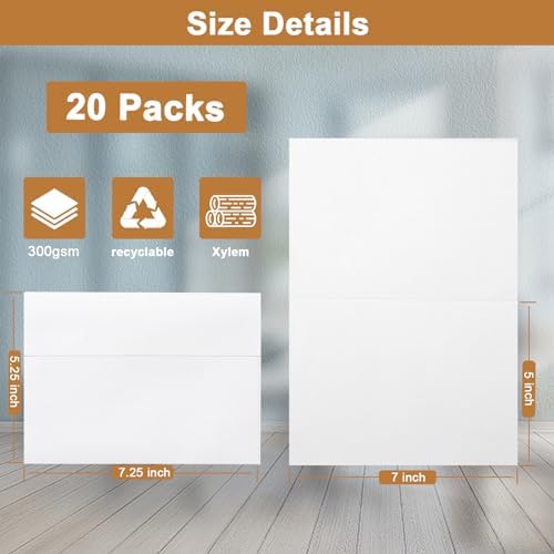 Silunkia 20 Packs White Blank Greeting Cards with Envelopes 5 x 7