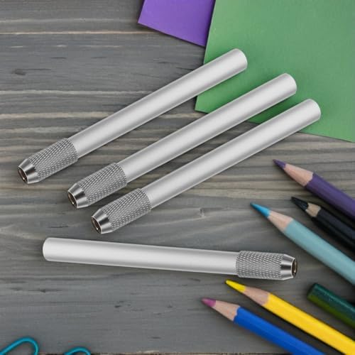 STOBOK Reusable Pencil Extender for Artists Metal Pencil Lengthener Holder for Colored Graphite and Charcoal Pencils 4.13 in Short Holder for Drawing Sketching Office Supplies 8 Pack