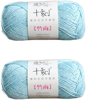 Cotton, Bamboo,Linen Blended Yarn 2 Skeins 50g/1.76oz- 22 Aqua