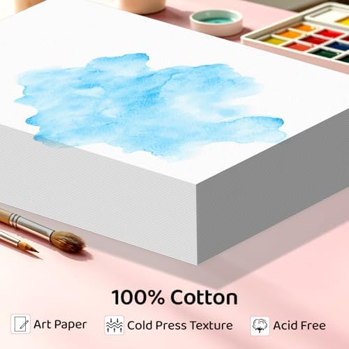 128 Sheets Watercolor Paper 5x7, 140lb/300gsm Cold Press Watercolor Paper