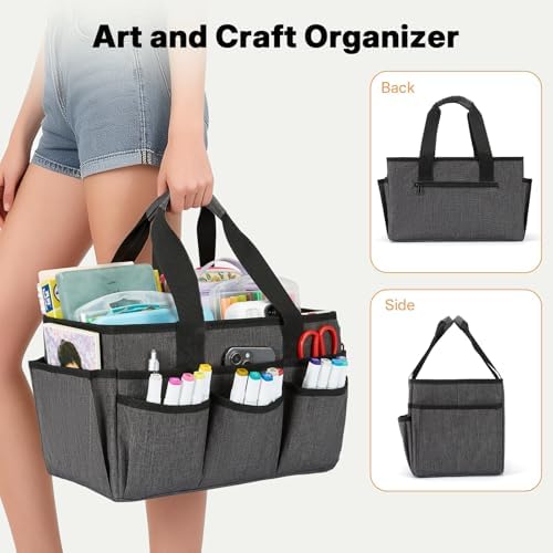 Craft Organizer Tote Bag, Art Storage Caddy with Multiple Pockets
