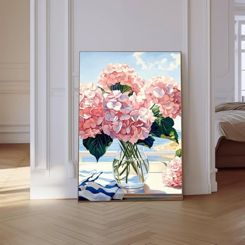 VeGuude Diamond Art Kits for Adults, Full Drill Hydrangea Flowers Diamond Painting Kits for Beginners, DIY Full Rhinestone 5D Diamond dots (Gemstone Craft), Home Wall Decoration (12x16 inch)