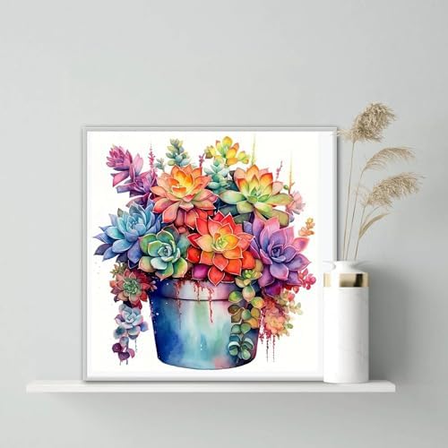 EIBEILI Diamond Painting Kits for Adults DIY 5D Diamond Art Paint with Round Diamonds Full Dril Gem Succulents Art Painting Kit for Home Wall Decor Gifts 12x12inch