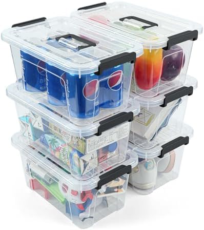 NUMIFUN 7Qt Clear Plastic Storage Bins with Lids,Transparent Design,6 Pack