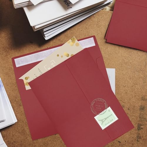 50 Packs Wine Red 5x7 Envelopes 5x7, Deep Red Color A7 Envelopes, Burgundy Invitations, Photos, Greeting Cards, Mailing