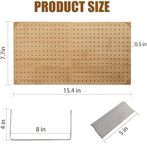 whewinhie Crochet Blocking Board with Pegs, Bamboo Knitting Board, 15.5x7.7 inch,Projects with Pattern,Foldable, Complete Square Crochet Tool Kit for Granny & Mom