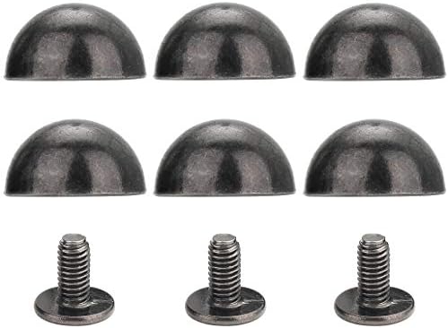 YORANYO 20 Sets 15X8MM Dome Spikes and Studs 19/32" Handbag Feet Gun Metal Round Spikes Screw Back Studs and Spikes for Clothing Shoes Leather Craft Belts Bags Accessories with Installation Tool