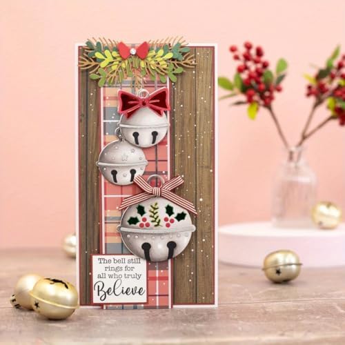 Lapoo Christmas Metal Cutting Die for Scrapbooking, 3D Backgrounds Frame Cutting Dies DIY Album Card Making Decor Paper Metal Die Cuts Party Wedding Decorations (Christmas Bells Small 4.5 x 3.9 in)
