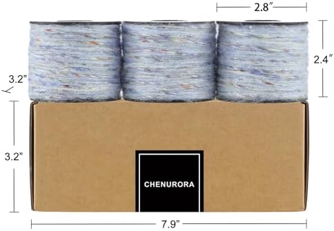 Artisanal Yarn Collection Multifiber Fancy Yarn for Knitting Crocheting Crafts DIY, Set of 3 Rolls(105 Rime Ice Blue)