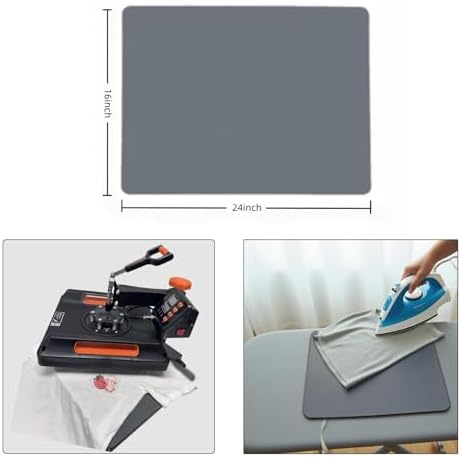 LGIB Silicone Heat Press Mat 24x16 Inch, Heat Resistant & Fireproof, Double Sided Washable Pad for Vinyl Ironing, HTV Transfer, Sublimation & Crafting Projects,Gray
