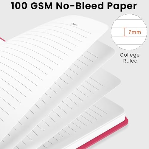Lined Spiral Journal Notebook, A5 College Ruled Notebook for Note-Taking