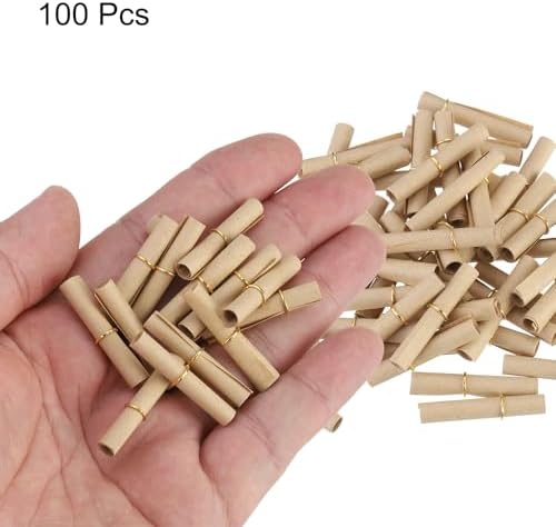 MECCANIXITY Mini Vintage Message Scrolls, 100pcs Valentine & Party Message Paper Roll, Brown