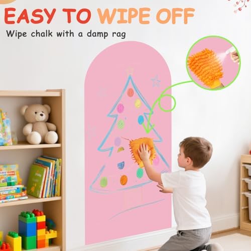 Magnetic Wall Decal 39.3x17.5 Inch Pink Color Magnetic Wall Decal Magnet Wall for Kids Arch Chalkboard with Multiple Accessories Magnet Wall Drawing Learning for Playroom Home
