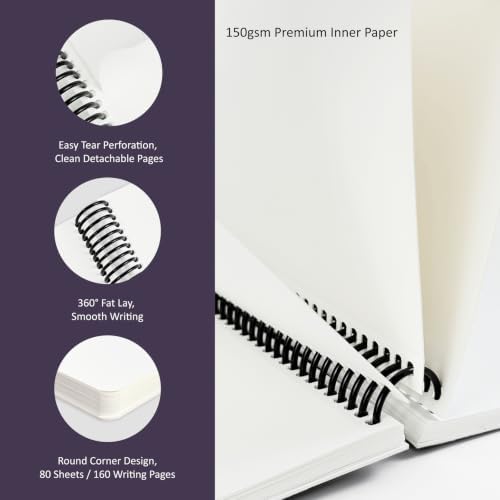 Hardcover Sketchbook,7.2"x8.3" Spiral Bound Drawing Pad,Violet Haze Garden