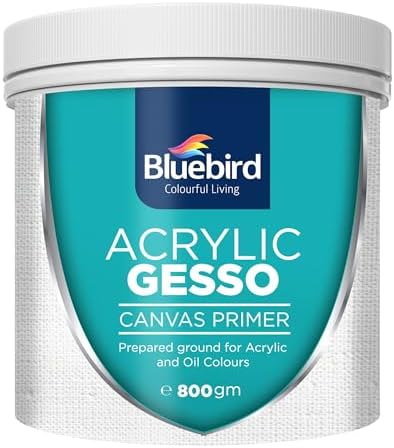 BLUEBIRD Heavy Gesso Primer for Acrylic Painting, Gesso Surface Prep Medium for Acrylic Paint and Oil Paint (White, 28.2 Oz)