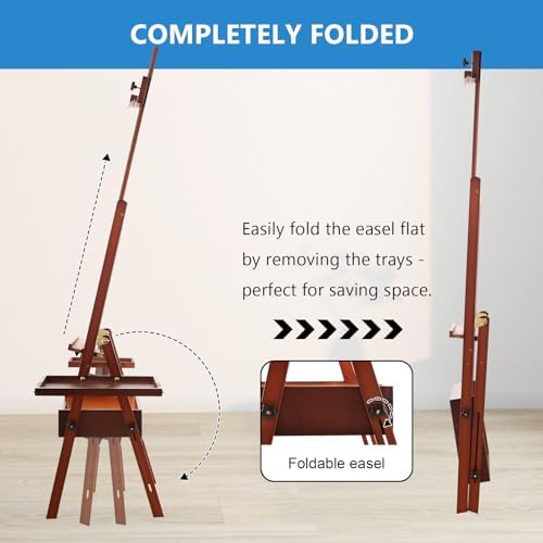 Falling in Art Large Wooden Painting Easel with Storage Drawer and Palettes