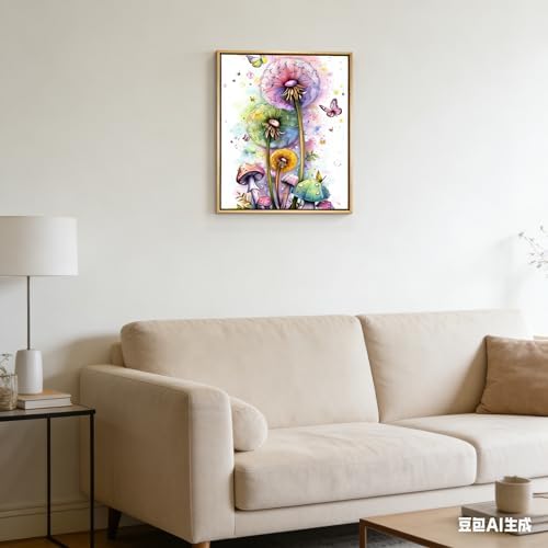 Dandelion Diamond Art Painting Kit: 5D Full Round Drill DIY with Flowing Seeds. A Relaxing Gem & Dot Art Craft for Adults, Beginners and Bedroom Home Wall Decor, 12x16 Inch Thoughtful Gift