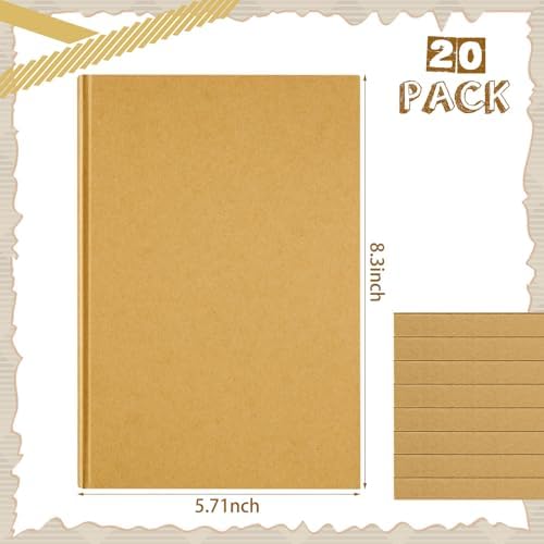 Henoyso 20 Pcs A5 Blank Notebook Journal Hardcover Sketchbook, 8.3 x 5.7 in