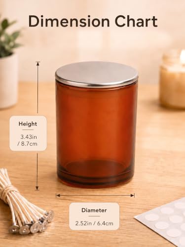 LumaCraft 8oz Candle Jars with Lids, 12 Pack Colored Glass Containers for Candle Making, DIY Kit with 20 Wicks, Stickers & Labels, Refillable Aromatherapy Jars for Home Decor & Gifts