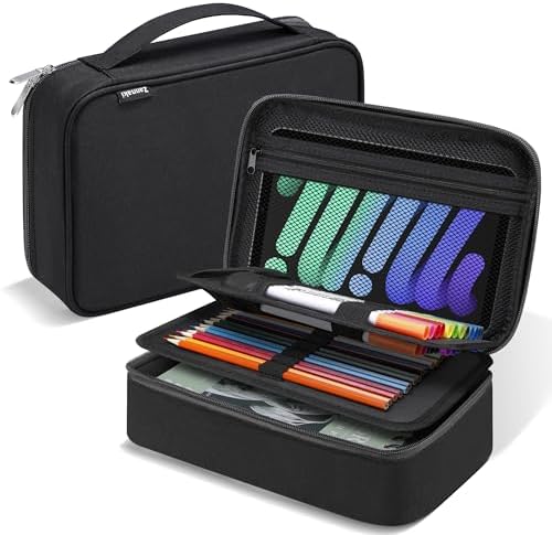 Zannaki Big Capacity Storage Pouch Marker Pen Pencil Case Simple Stationery Bag Box Art Tool & Sketch Storage Boxes for Bullet Journal Middle High School Office College Student Girl Women Adult Teen
