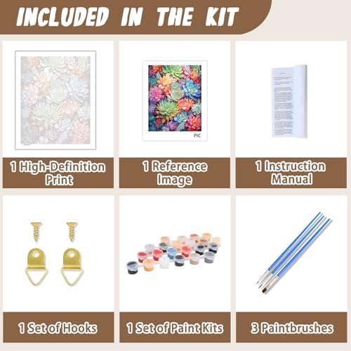 XTCIXAL Paint by Numbers Kit for Adults, Succulent, 16X20 Inch