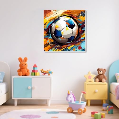 XTCIXAL Paint by Numbers Kit for Kids with Frame, Soccer, 8X8 inch