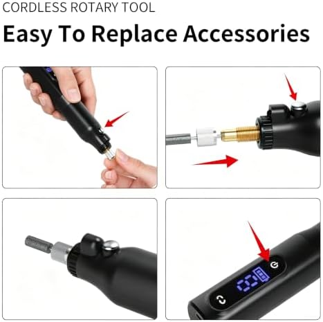 Cordless Rotary Tool Kit - 9-Speed Adjustable with USB Charging | Multi-Purpose Engraving Pen for Sanding, Polishing, Drilling & DIY Crafts | Includes 3D Printing Accessories (Black)