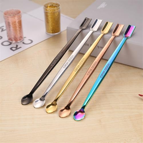 Briartw 5 Colors 304 Stainless Steel Craft Spoons Set for DIY Scrapbooking Glitter Embossing Powders Sequins and Other Small Embellishment Craft Cardmaking High Lighten