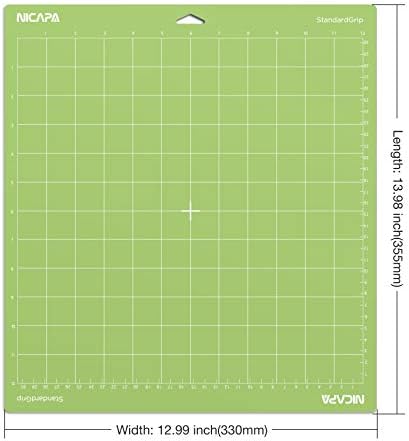NICAPA StandardGrip Cutting Mat for Cricut, 12x12 inch, 10 Pack, Green, Paper, StandardGrip, Cutting Board, Crafting