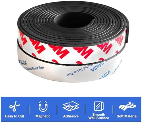 Towjug A+B Paired Magnetic Tape with Adhesive 10ft x 1/2in x 0.06in, 2 Pack