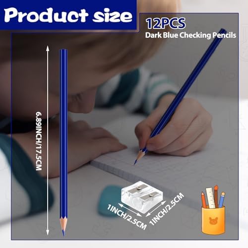 12 Pack Dark Blue Colored Pencils for Kids, Pre-sharpened Art Pencils Back to School Supplies Set, Drawing Sketching Pencils for Students, Teachers, Classroom
