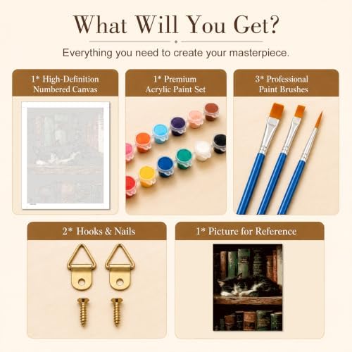 TELMOXA Cat Paint by Numbers Kit for Adults, 16x16 in